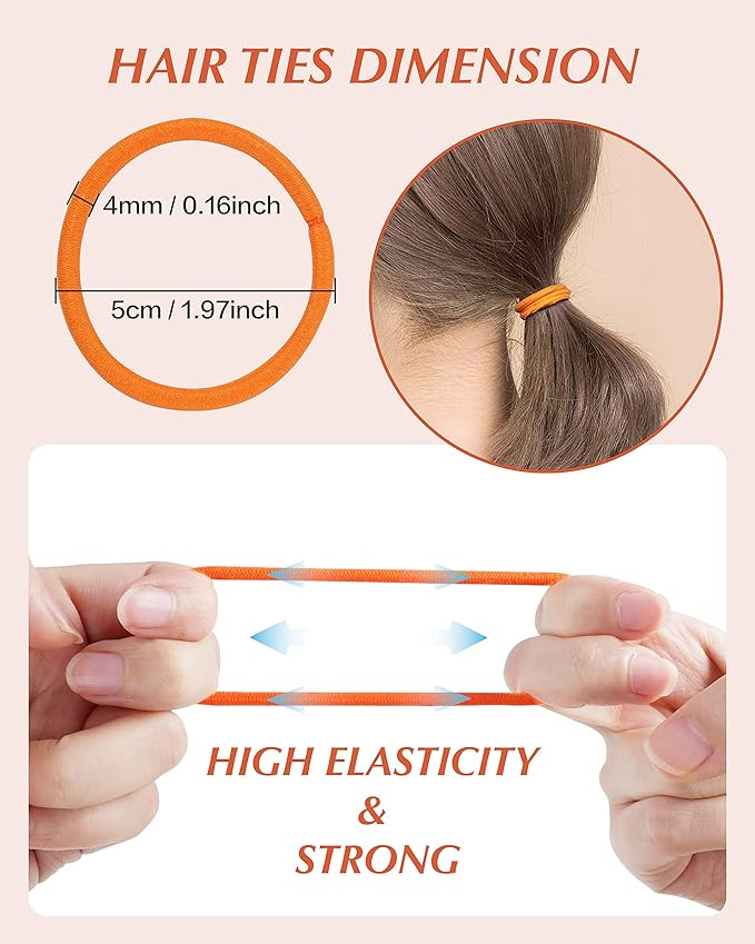 203 Pieces Hair Ties No Damage, 4MM Elastic Hair Ties, Medium Size Ponytail Holders for Women and Girls, Multicolor (20 Colors)