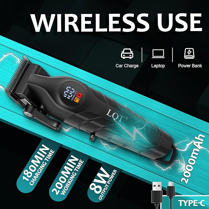 Hair Clippers for Men Professional - Barber Clippers for Hair Cutting & Grooming Rechargeable Beard Trimmer