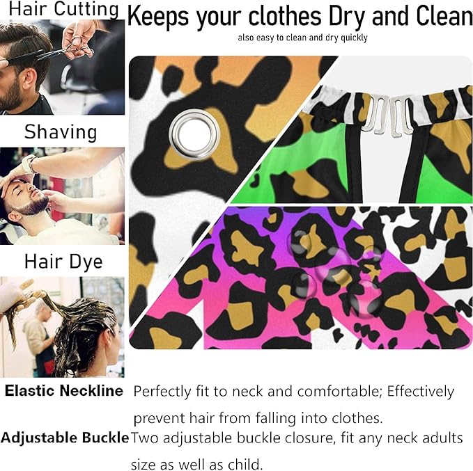 visesunny Barber Cape Leopard Grain Polyester Hair Cutting Salon Cape Apron Anti-Static Haircut Water-Resistant Shaving Cloth Beard Shaving Bib Hairdressing Cape