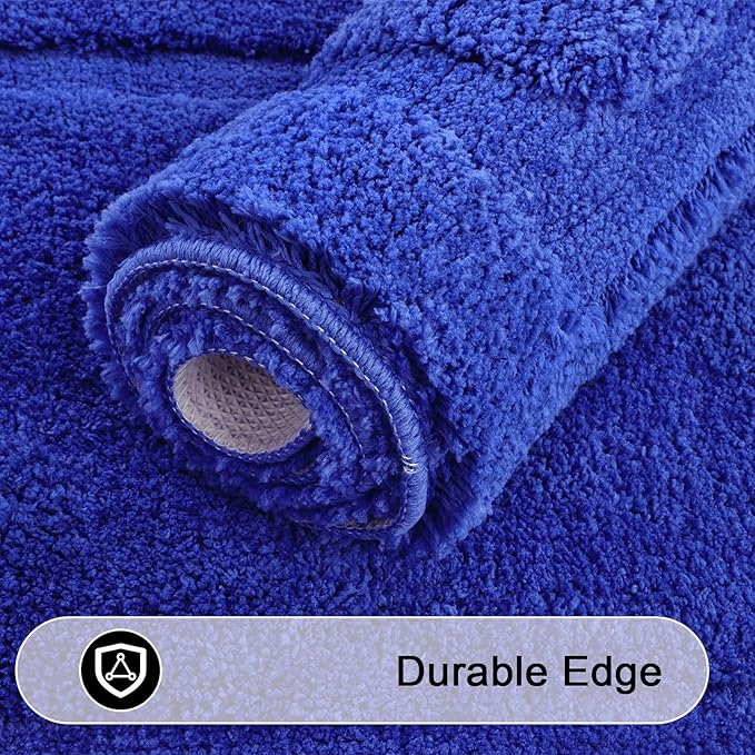 SHACOS Royal Blue Bathroom Rugs Sets 3 Piece Bath Mat U Shaped Toilet Rug