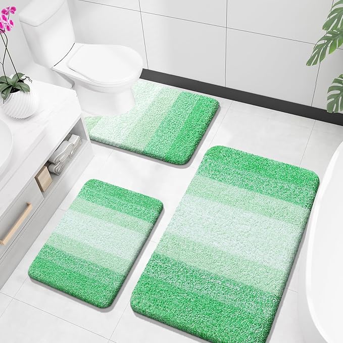 OLANLY Microfiber Bathroom Rugs Sets 3 Piece, 36"x24"+24"x16"+24"x20"