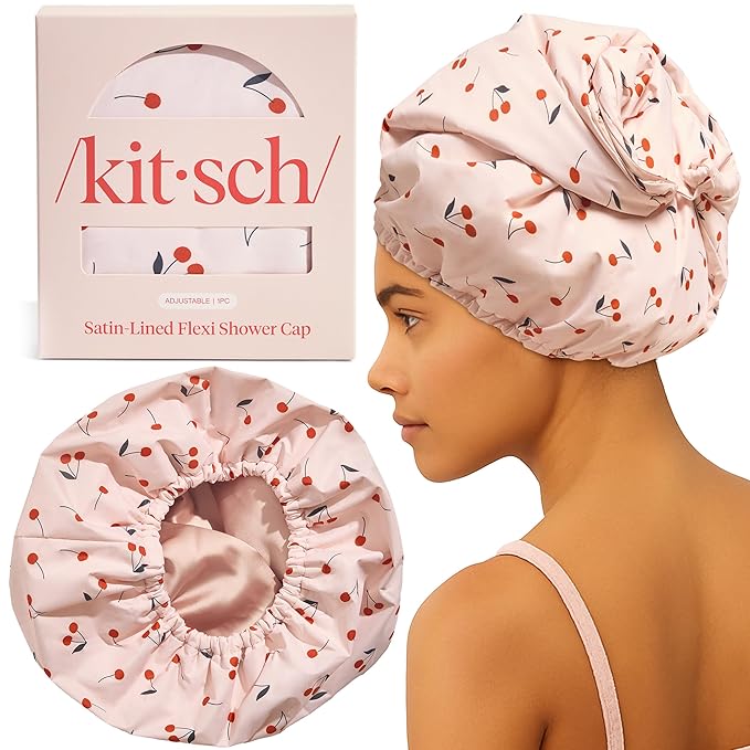 Kitsch Luxury Large Shower Cap for Women - Cherry Print