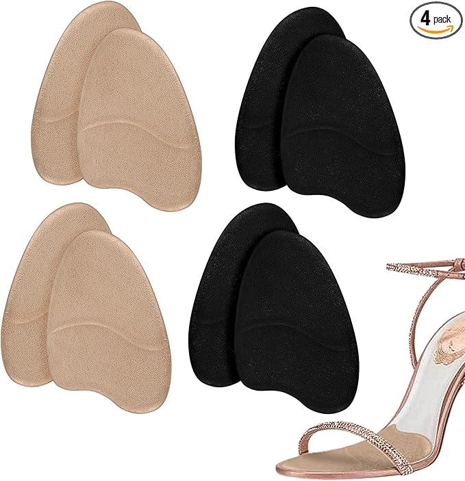 4 Pairs Forefoot Cushion Inserts for Women Shoes,Non-Sliding Insole Pads for Open Toe Heel Pads Inserts for Too Big Shoe,No Slip Heel Grips Liners Pads for Loose Shoe,Ball of Foot Cushions