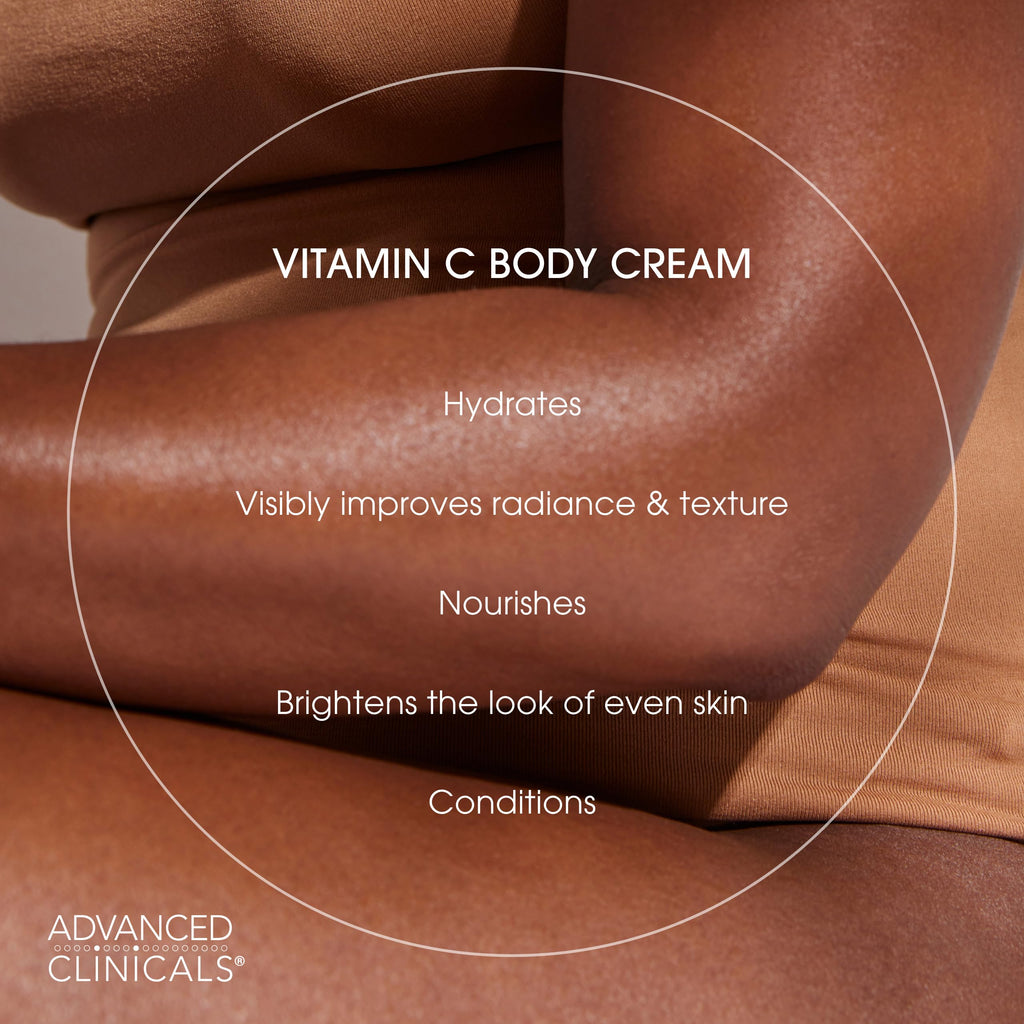 Advanced Clinicals Vitamin C Brightening Cream + Manuka Honey Body Lotion & Face Moisturizer 2pc Skincare Set For Women & Men | Body Butter Creams Help Reduce Appearance Of Dark Spots & Dry Skin, 2pc