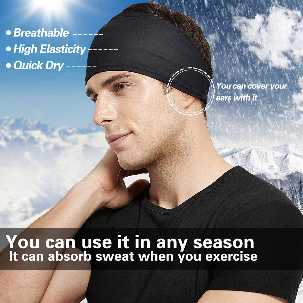 Acozycoo Mens Running Headband,5Pack,Mens Sweatband Sports Headband for Running,Cycling,Basketball,Yoga,Fitness Workout Stretchy Unisex Hairband (Black, red, Green, Dark Gray, Ocean Blue)