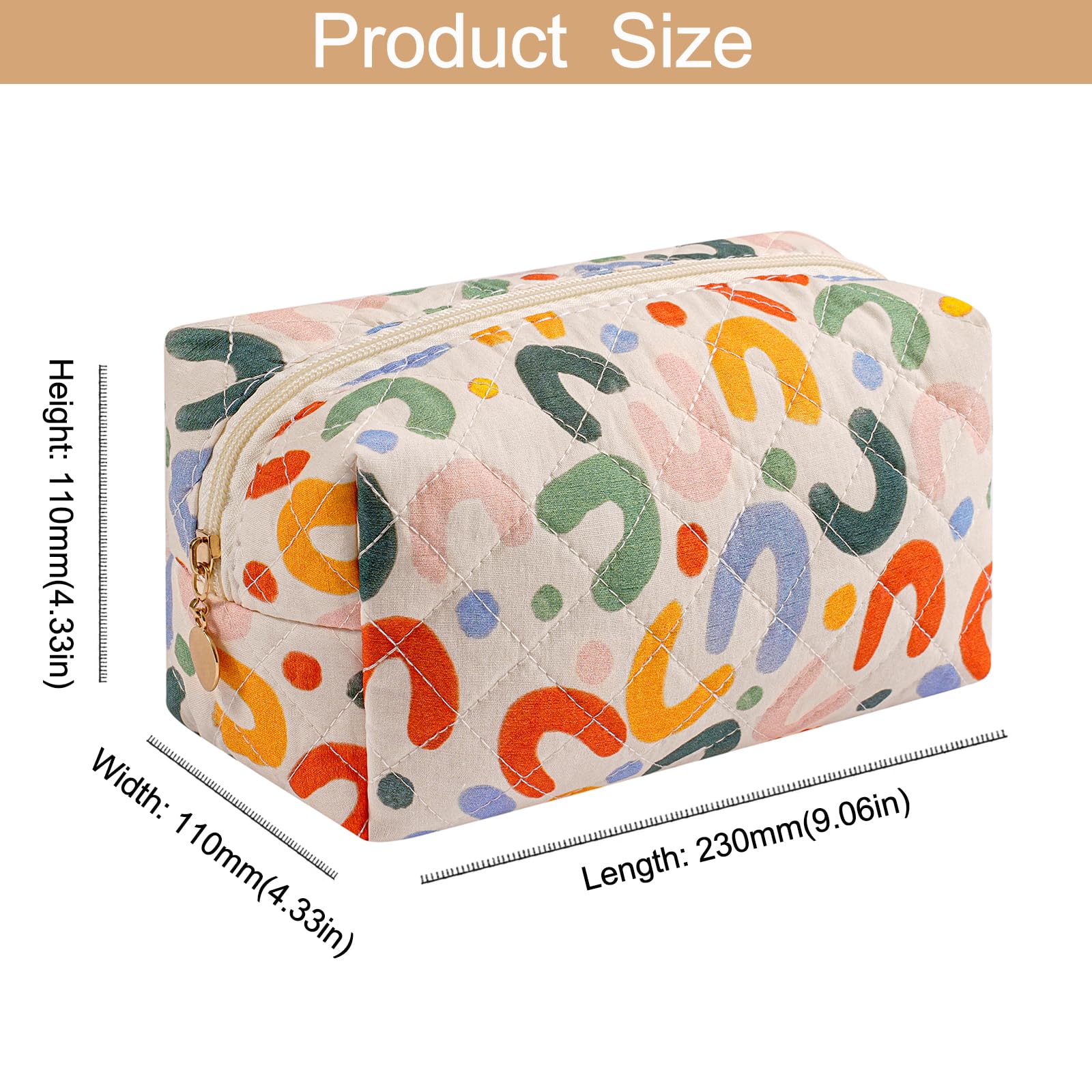 HHQQWZ Makeup Bag Travel Cosmetic Bag for Women Girls, Zipper Make Up Pouch, Floral Flowers Toiletry Organizer Makeup, Portable Storage Bag, Cosmetic Travel Cloth Bag (UU Colourful)