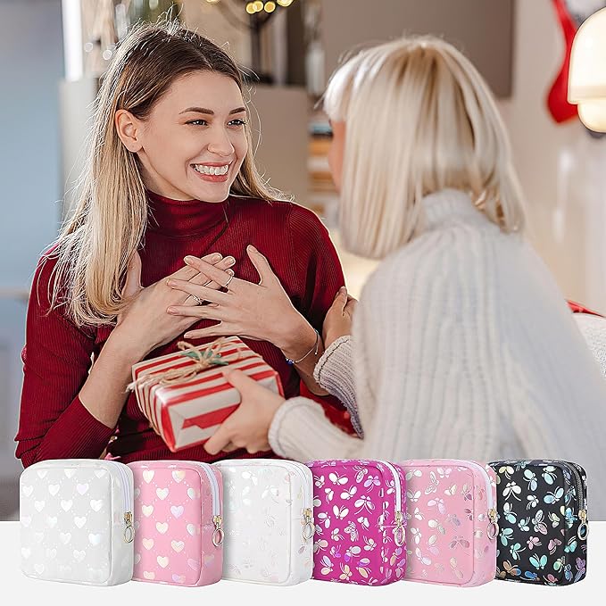 Likesing Tampon Holder for Purse, Leather Sanitary Napkin Storage Bag Period Bag Gift for Girls Women, Portable Sanitary Napkin Period Pad Pouch Tampon Bags for Purse(Rose red Butterfly)