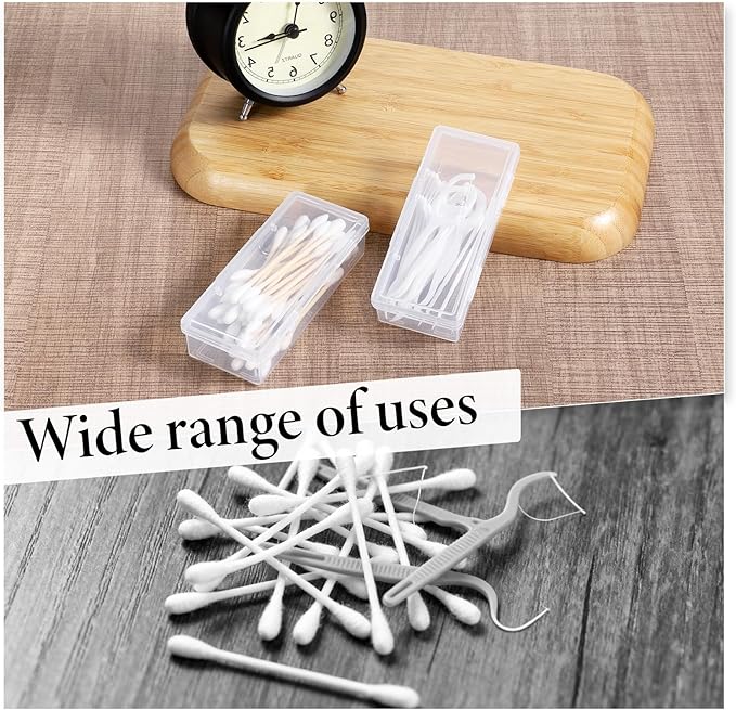 2 Pcs Portable Travel Cotton Swab Holder, Small Dental Floss Picks Case