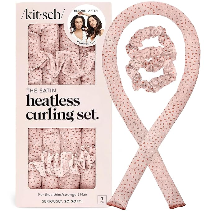 Kitsch Satin Heatless Curls Overnight Set - Micro Dot