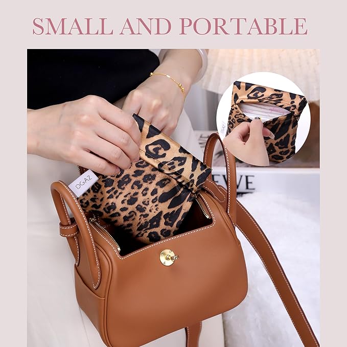 DGAZ Sanitary Napkin Storage Bag, Period Bag for Teen Aged Girls, Portable Period Bag for Panty Liners/Menstrual Cup/Small Tampons，Mini Makeup Bag for Purse(Leopard B)