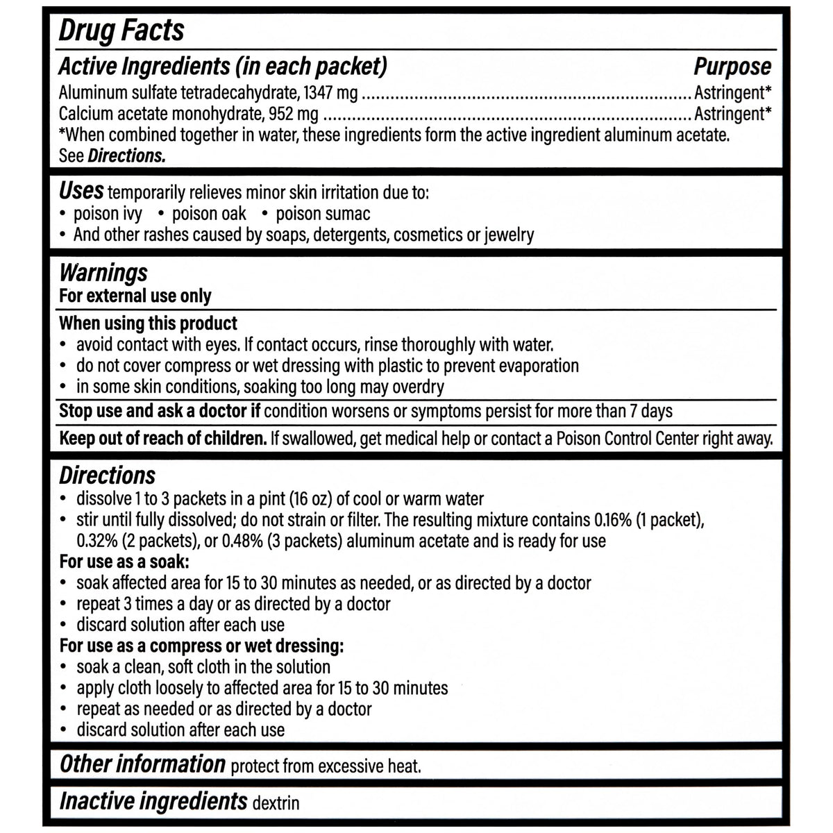 Domeboro Medicated Soak Rash Relief Powder, 12 Count