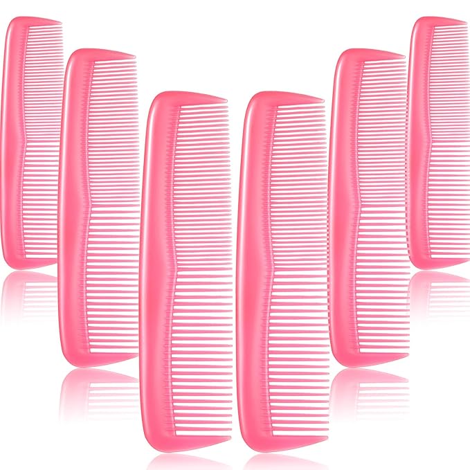 Leinuosen 12 Pieces Pocket Hair Combs, Fine Tooth Combs, Pink