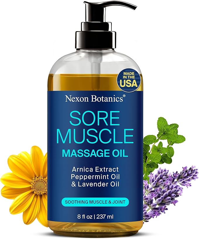 Sore Muscle Massage Oil for Massage Therapy & Gua Sha with Arnica 8 fl oz
