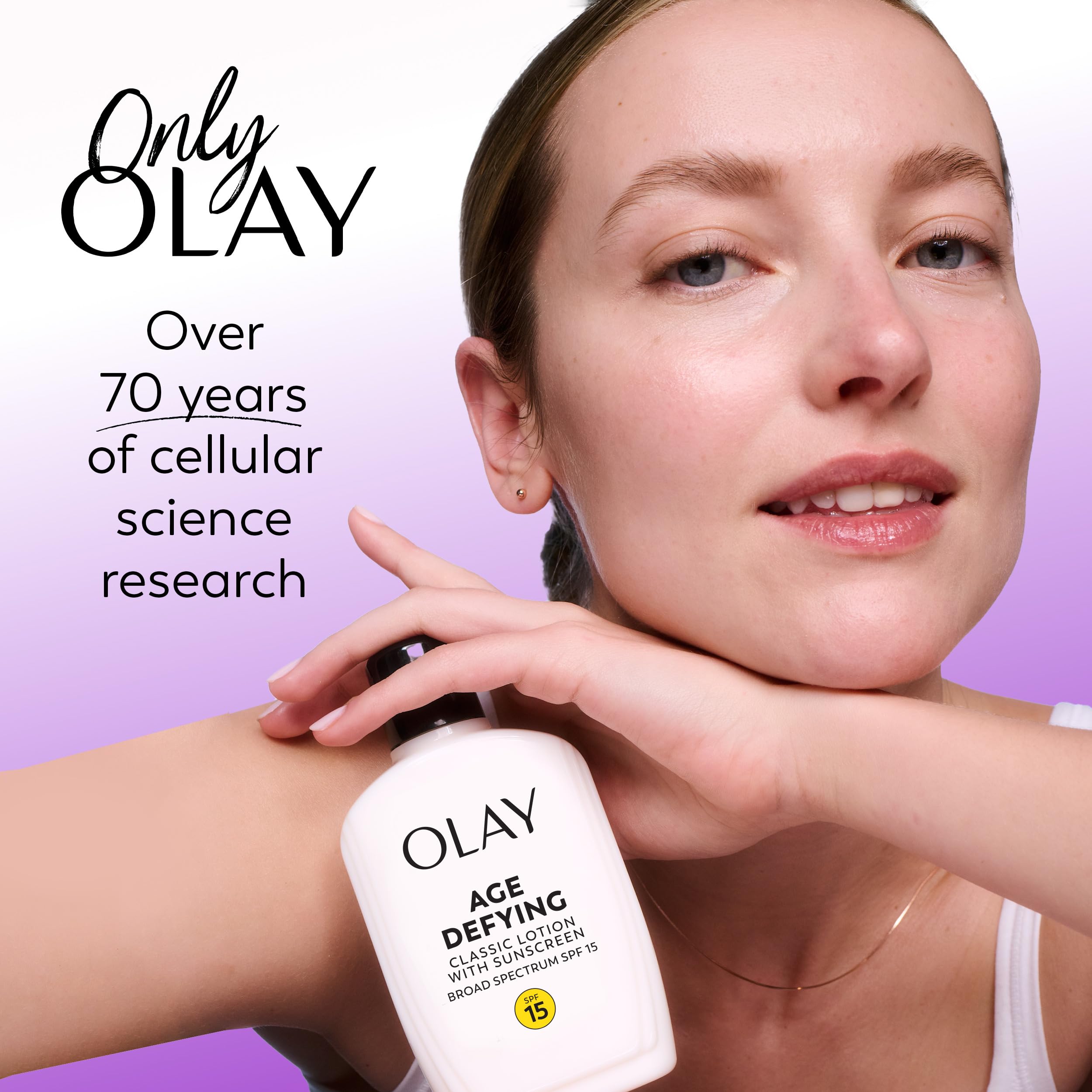 Face Moisturizer by Olay, Age Defying Classic Daily Renewal Lotion, With Sunscreen, Classic,4 oz