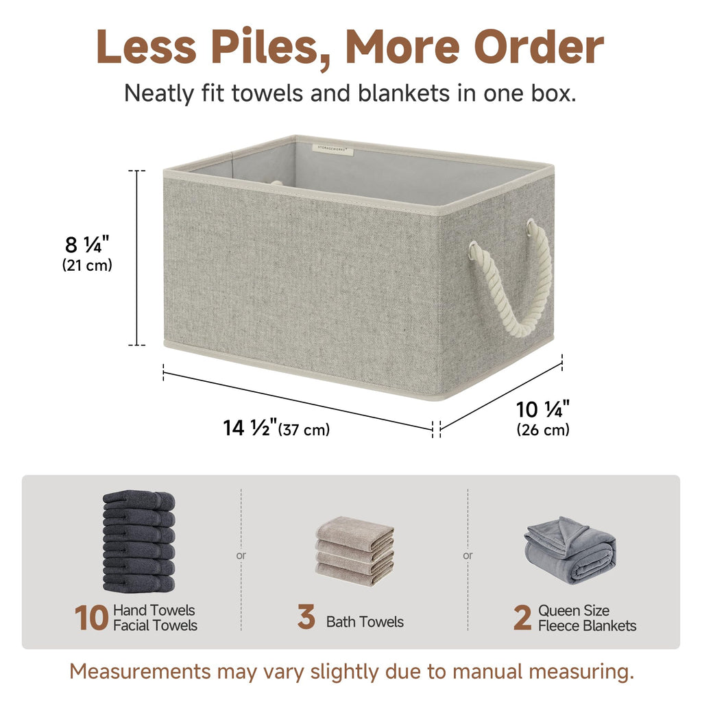 StorageWorks Storage Baskets for Shelves, Closet Organizers and Storage Bins, Fabric Organizer Bins for Clothes, Closet Shelf Organizer, Gray, Large, 3-Pack