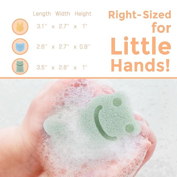 myHomeBody Konjac Sponge, Bath loofah, 3pc, Rabbit, Frog, Bear face