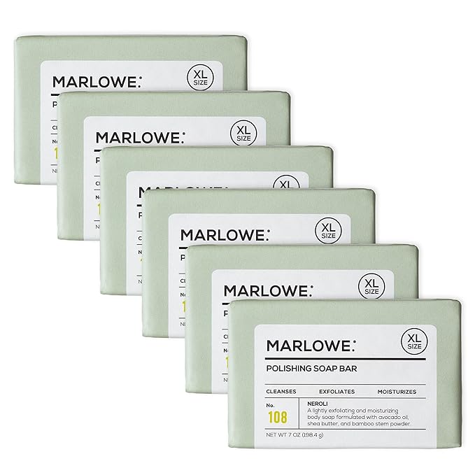 MARLOWE. Lightly Exfoliating Cleansing Soap Bar, Sage + Fir 7 oz (6 Bars)