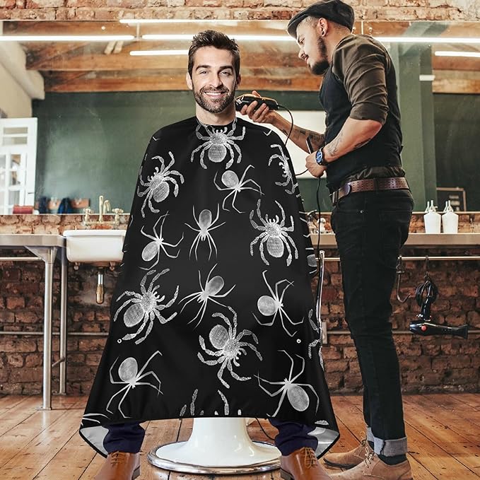 visesunny Barber Cape Spider Animal Polyester Hair Cutting Salon Cape Apron Anti-Static Haircut Water-Resistant Shaving Cloth Beard Shaving Bib Hairdressing Cape