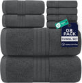 DAN RIVER 8 PC Luxury Bath Towels for Bathroom, 2 Bath, 2 Hand, and 4 Wash Cloths, 600 GSM 100% Ring Spun Cotton Towel Set, Highly Absorbent, Gym, Hotel, and Spa, Grey