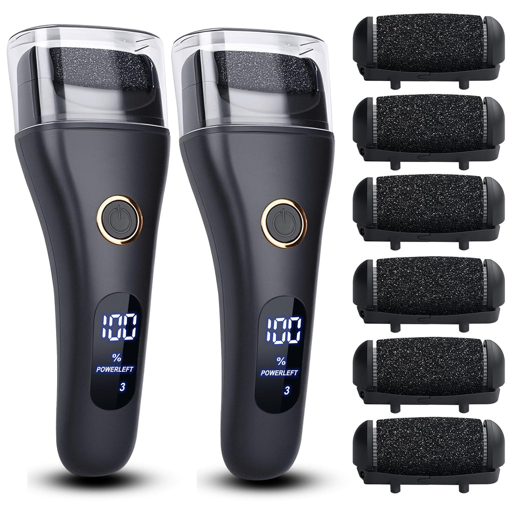 2 Pack Electric Foot File Callus Remover for Feet - Larger Grinding Head&3Speed, Pedicure Kit Foot Scrubber Dead Skin Callus Remover, Foot Care Kit Pedicure Tools for Callus Hardskin Dry Cracks
