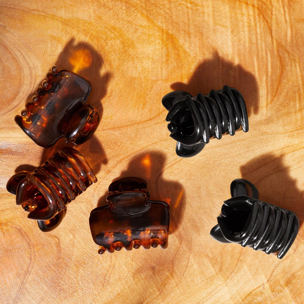Kitsch Small Hair Clips for Women - Stays In Place Without Pulling or Snagging | Durable Plastic, Sturdy Small Claw Clips - Black & Tortoise, 6 Pcs