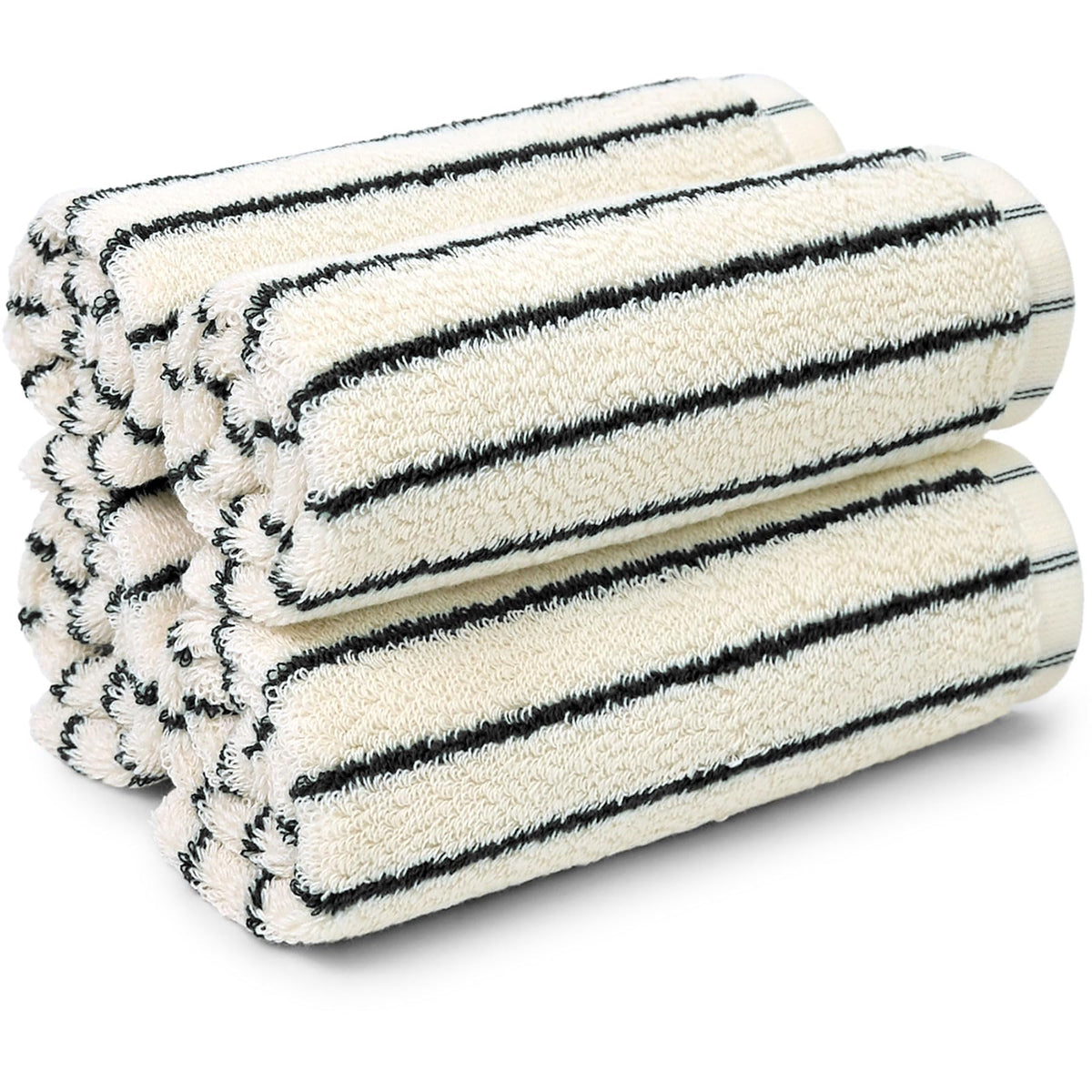 Jacquotha Striped Cotton Washcloths 4 Pack, 13” x 13”