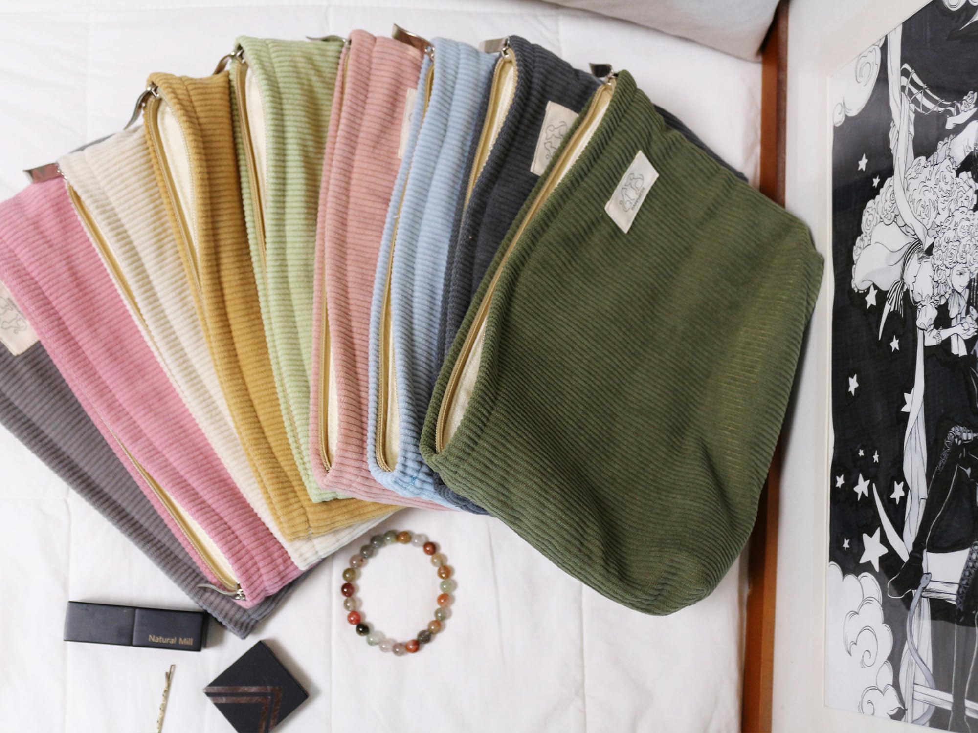 HAPPYHEIDI Large Makeup Bag Travel Cosmetic Pouch, Dark Green