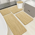 YIHOUSE Bathroom Rugs Set 5 Piece, Memory Foam Bath Mat Beige