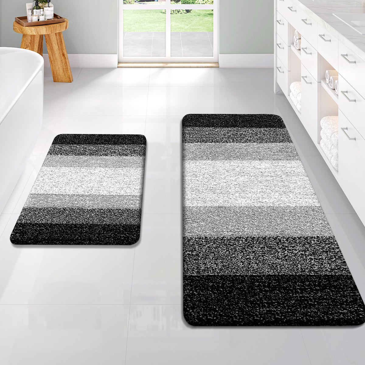 OLANLY Micorfiber Bathroom Rug Set 2 Piece, Soft Absorbent Bath Mats, Red