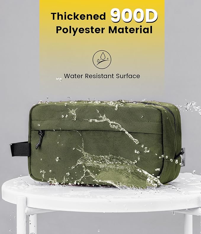 Vorspack Travel Toiletry Bag for Men - Hanging Toiletries Bag Water Resistant Travel Bag for Toiletries Accessories - Army Green