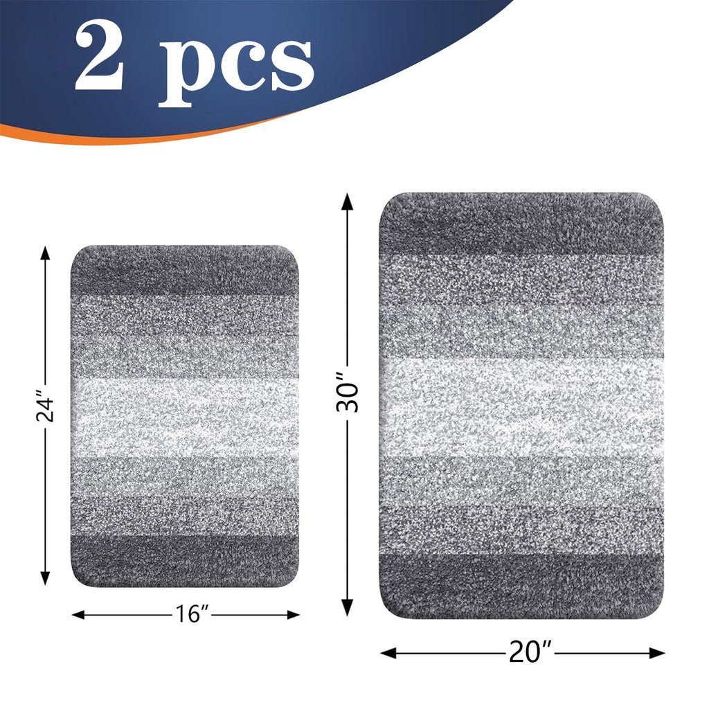 OLANLY Micorfiber Bathroom Rug Set 2 Piece, 30"x20"+24"x16"