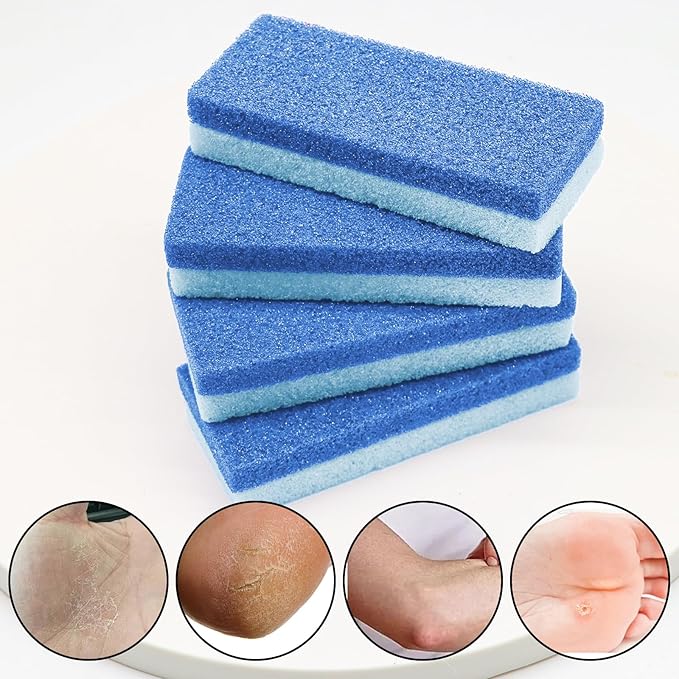 Foot Pumice Stone 4 Pack Pedicure Stone for Feet Pumice Sponge for Feet Callus Remover and Scrubber Double Sided Pedicure Foot Pumice Stone for Feet and Heels Callus and Dead Skins (Blue)