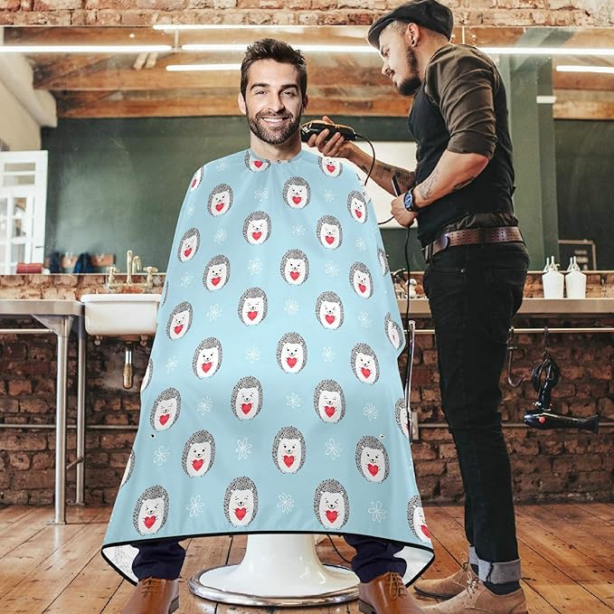 visesunny Hedgehogs With Heart Barber Cape Anti-Static Hair Cutting Cape with Snap Closure Professional Salon Polyester Cape Barber Water-Resistant Hairdressing Cape Adjustable Snap for Hairstylists