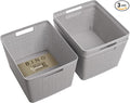 BINO | Woven Plastic Basket | Large (Natural Grey), 3-Pack | THE JUTE COLLECTION | Home Organization, Space - Saving Storage, Stylish Design | Jute Basket | Plastic Storage Basket