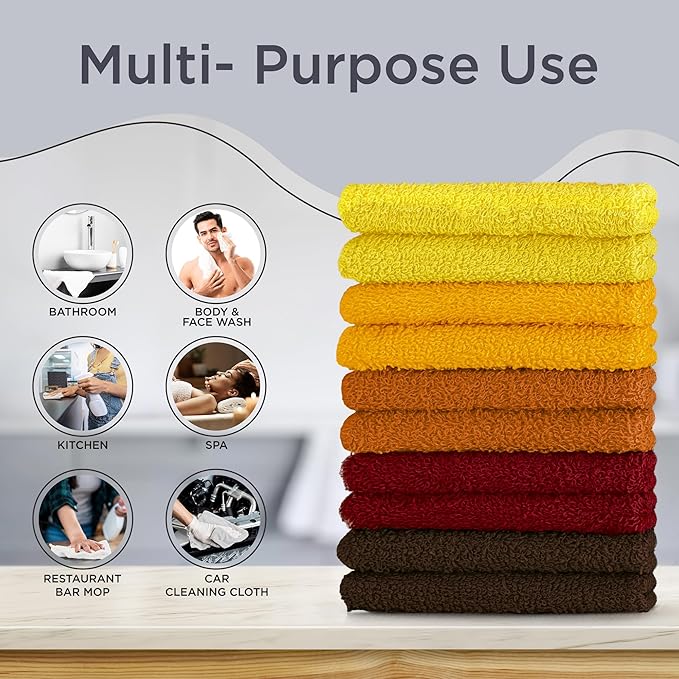 DecorRack 100% Cotton Washcloths 12x12 in, Assorted Set 1 (20 Pack)