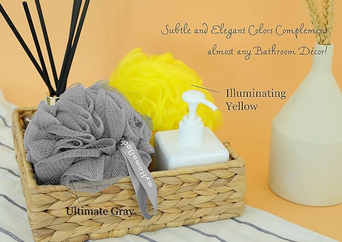 myHomeBody Large 70g Loofah Sponge, 2 Gray + 1 Illuminating Yellow, 3 Pack