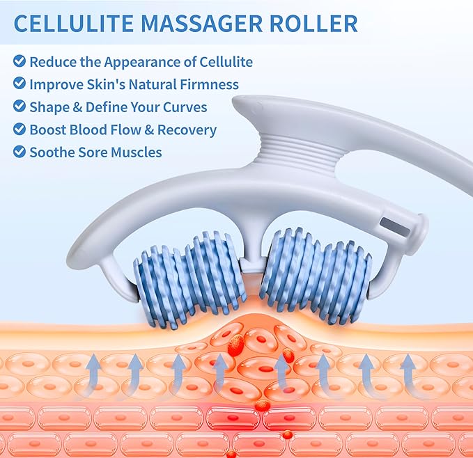 BUXKZVL Cellulite Massage Roller for Legs, Anti Cellulite Massage Tool for Legs, Thighs, Arms with Detachable Handles, Lymphatic Drainage Massager for Deep Tissue Pain Relief