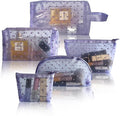 TRAKWAN 5-Piece Heart Printed Mesh Makeup Bag Set, Portable Travel Cosmetic Bags Toiletry Bags Purse Bags Makeup Bags Zipper Mesh Storage Pouches for Home Offices Travel Accessories (Purple)