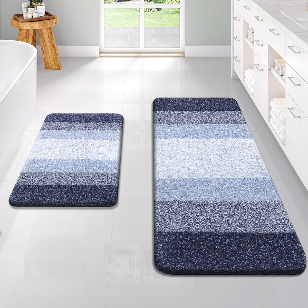 OLANLY Micorfiber Bathroom Rug Set 2 Piece, Soft Absorbent Bath Mats, Red