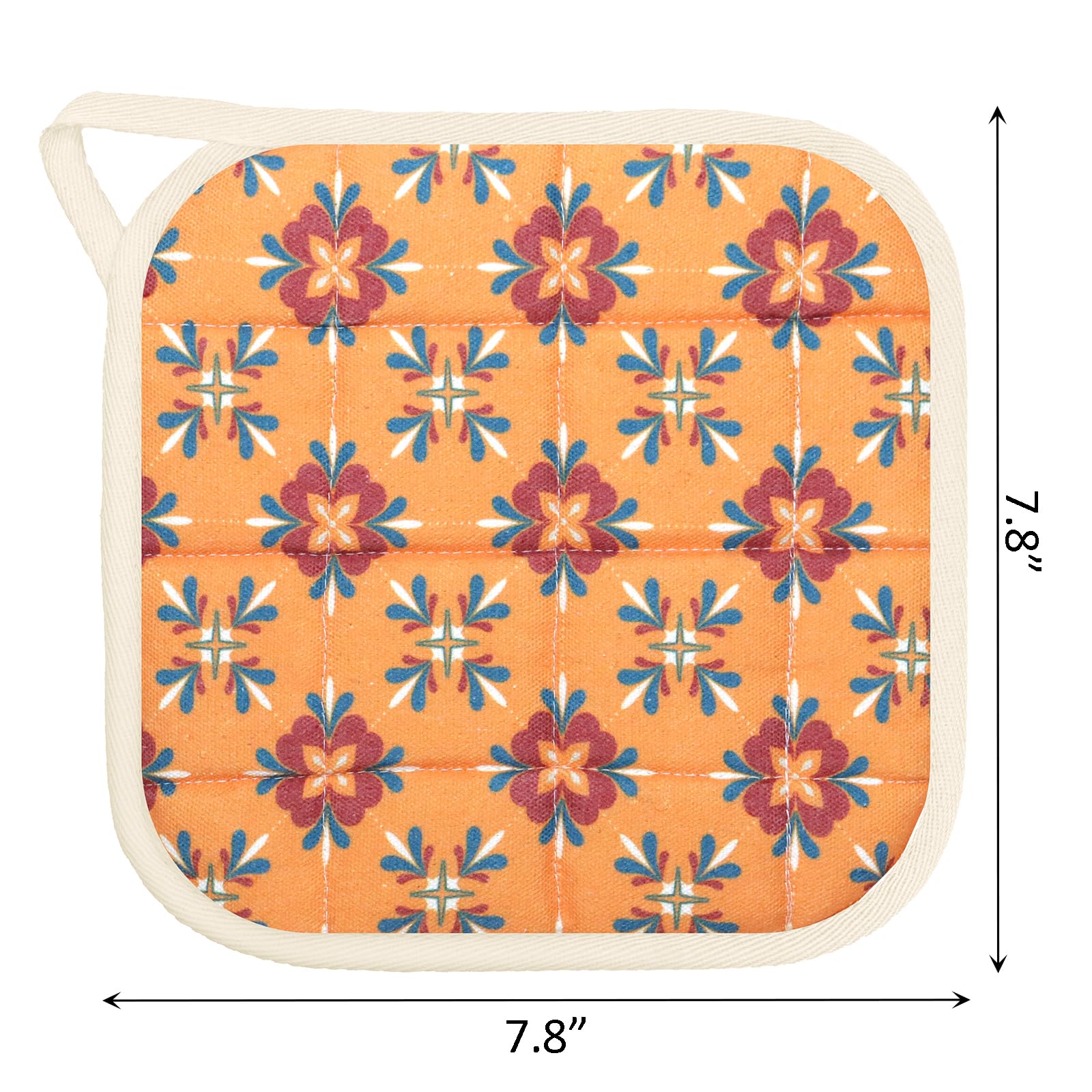 6 Pack Pot Holders 100% Cotton Heat Resistant Potholder, Machine Washable Pot Holder, Hot Pads, Table Pads for Cooking Baking (L)