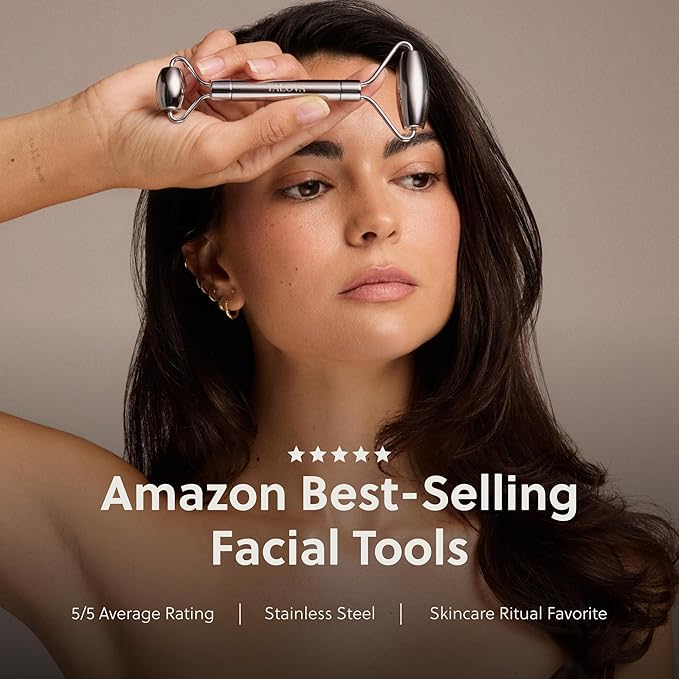 TALOVA - 304-Grade Stainless Steel Facial Roller, Face Roller for Eyes, Double Chin, Jawline & Neck, Reduce Puffiness & Improve Wrinkles, Massage Tool for Anti-Aging, Lifting & Lymphatic Drainage