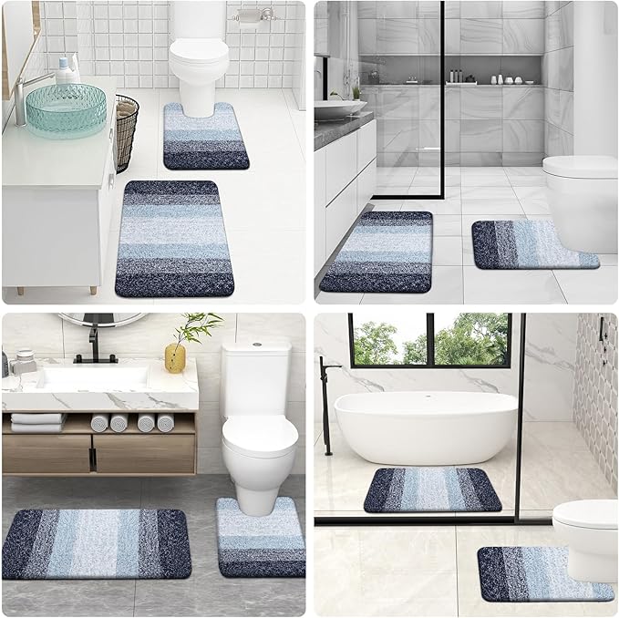 OLANLY Microfiber Bathroom Rugs Sets 3 Piece, 47"x20"+24"x16"+24"x20"