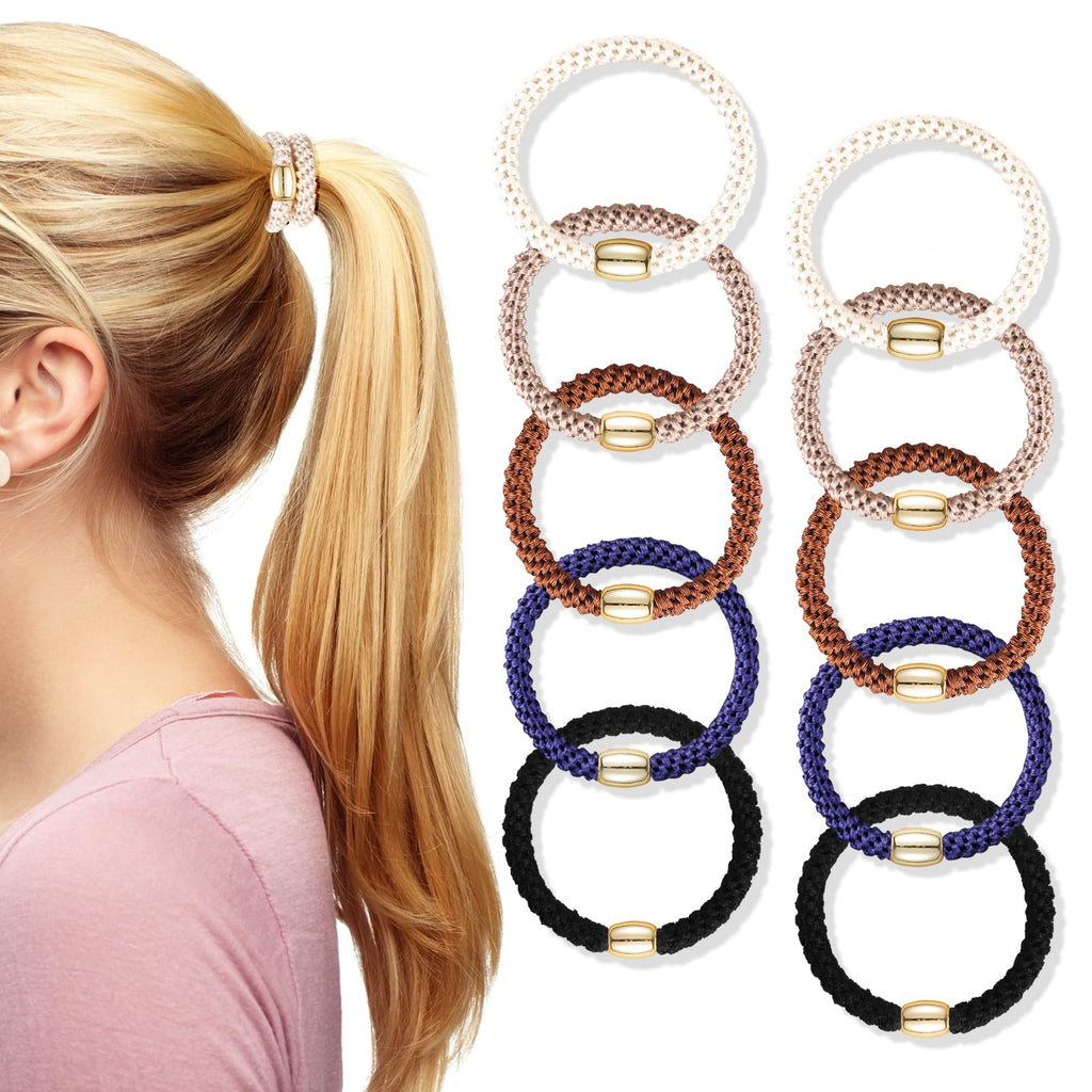 FORENEE 10Pcs Braided Hair Ties for Thick Hair - Classic Dinner