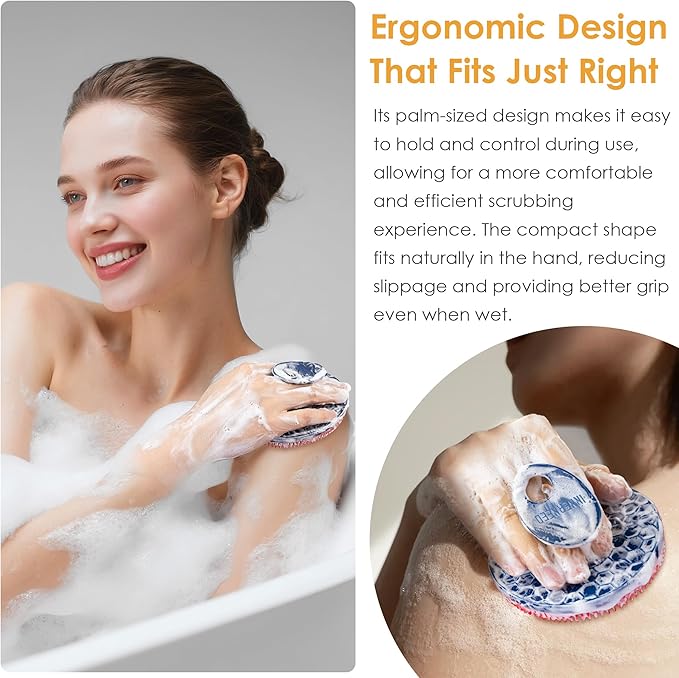 INNERNEED Magnetic Silicone Body Scrubber, Hygienic Shower Brush, Red
