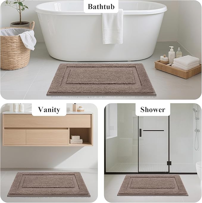 SHACOS Coffee Brown Bathroom Rugs Sets 3 Piece Bath Mat U Shaped Toilet Rug