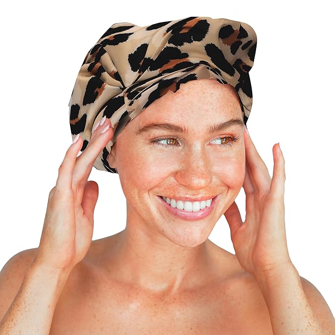 Kitsch Luxury Large Shower Cap for Women - Leopard