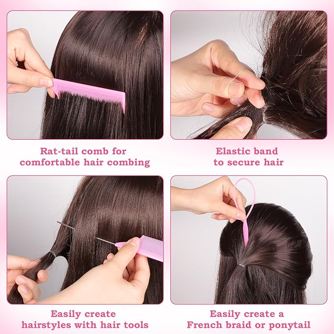 BESARME Clear Rubber Bands for Hair Elastics with 8 Styling Tools, 1500 Pcs Baby Toddler Small Hairs Ties for Girls Hairs Accessories for Women