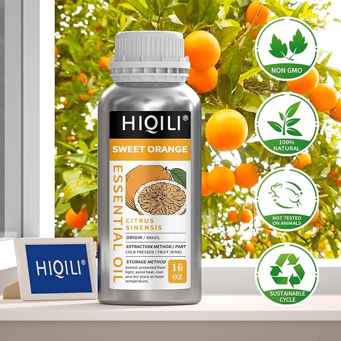 HIQILI Sweet Orange Essential Oil Large Capacity for Skin Care & Diffusers