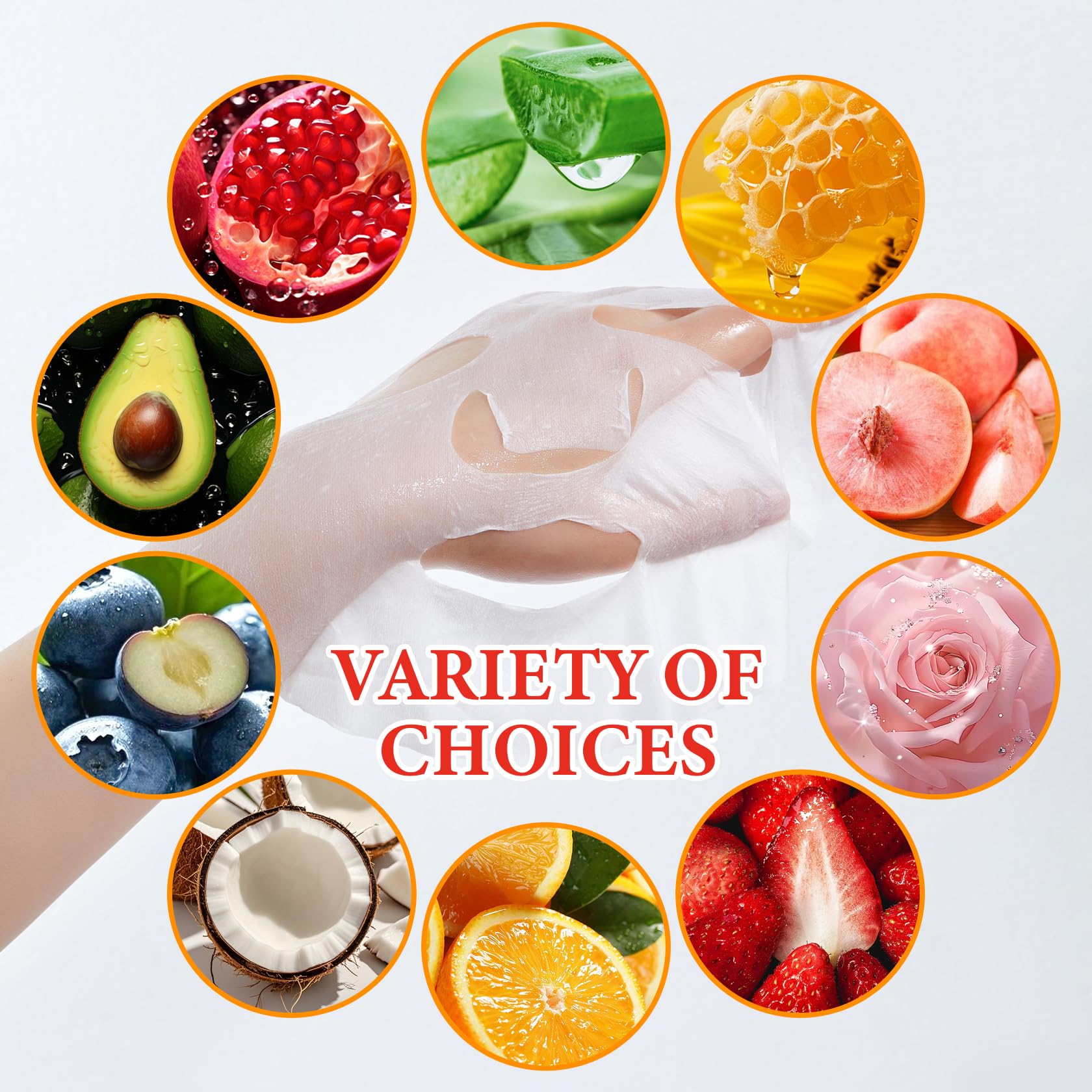 10 Pack Variety Facial Sheet Masks Skin Care Set, Hydrating Bulk Sheet Face Masks Skincare Gifts Set for Women Men, Long Lasting Moisturizing Face Mask Skincare for All Skin Type（C9)