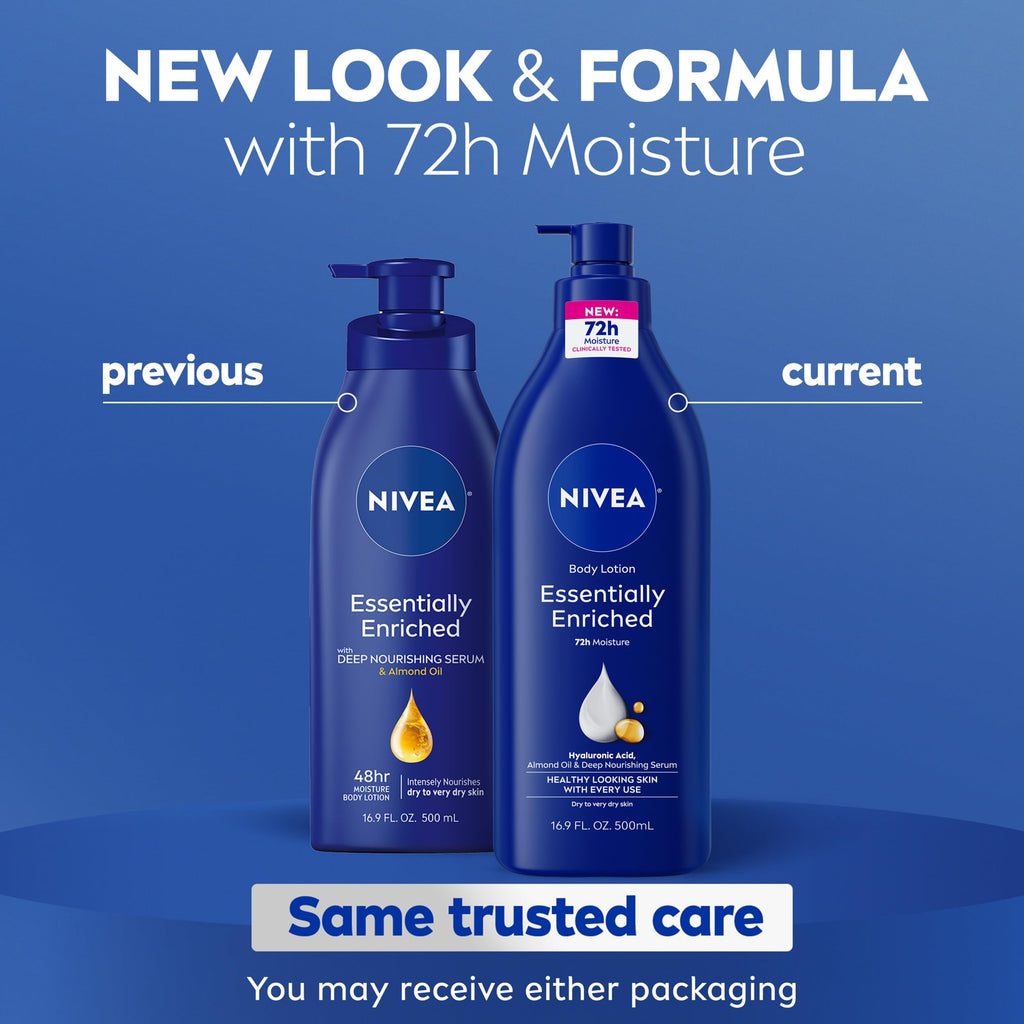 NIVEA Essentially Enriched Body Lotion, Value Pack, 2 x 16.9 FL OZ